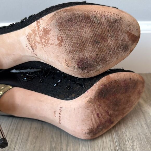 BCBMAXAZRIA 10 Deedie Lace Mesh Peep Toe Booties Stilettos - Picture 7 of 8